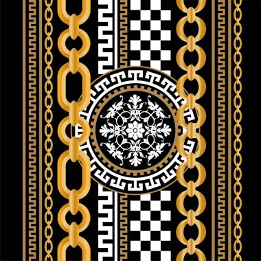 Değerli taşlar, altın zincirler ve incilerle süslenmiş kusursuz desenler..