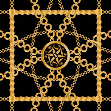 Değerli taşlar, altın zincirler ve incilerle süslenmiş kusursuz desenler..