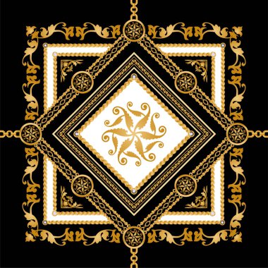 Değerli taşlar, altın zincirler ve incilerle süslenmiş kusursuz desenler..