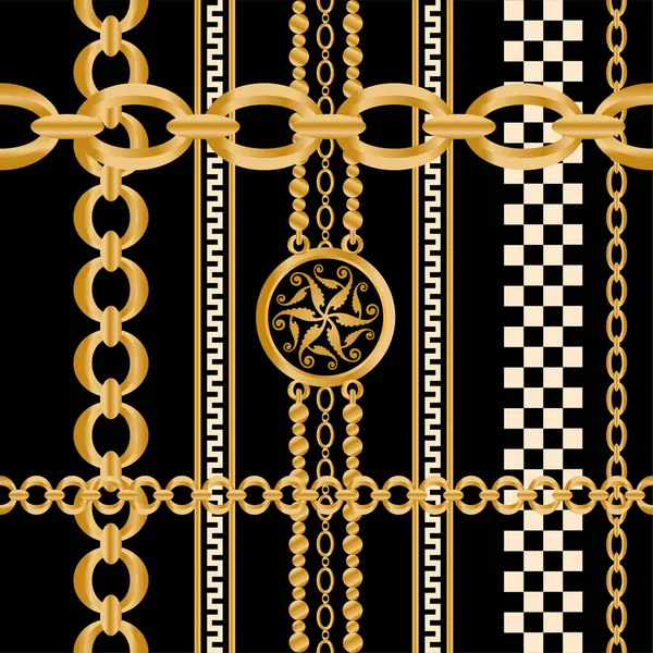 Değerli taşlar, altın zincirler ve incilerle süslenmiş kusursuz desenler..