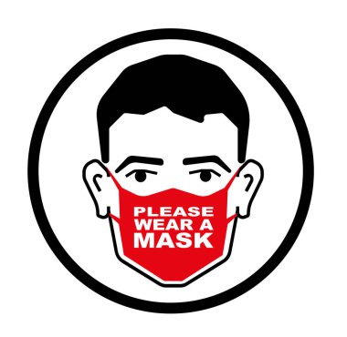 Maskeli adam, lütfen bir maske taşıyıcı işareti tak.