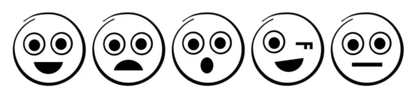 Ensemble Émoji Mignon Jeu Icônes Expressions Faciales — Image vectorielle