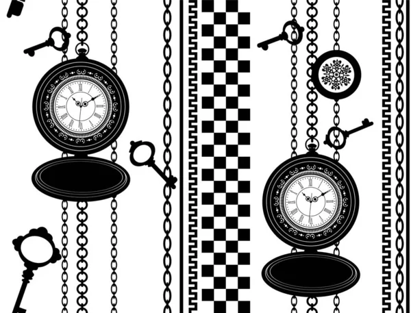 Horloge Chaîne Motif Sans Couture — Image vectorielle