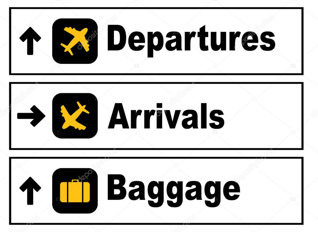 black departures and arrivals sign