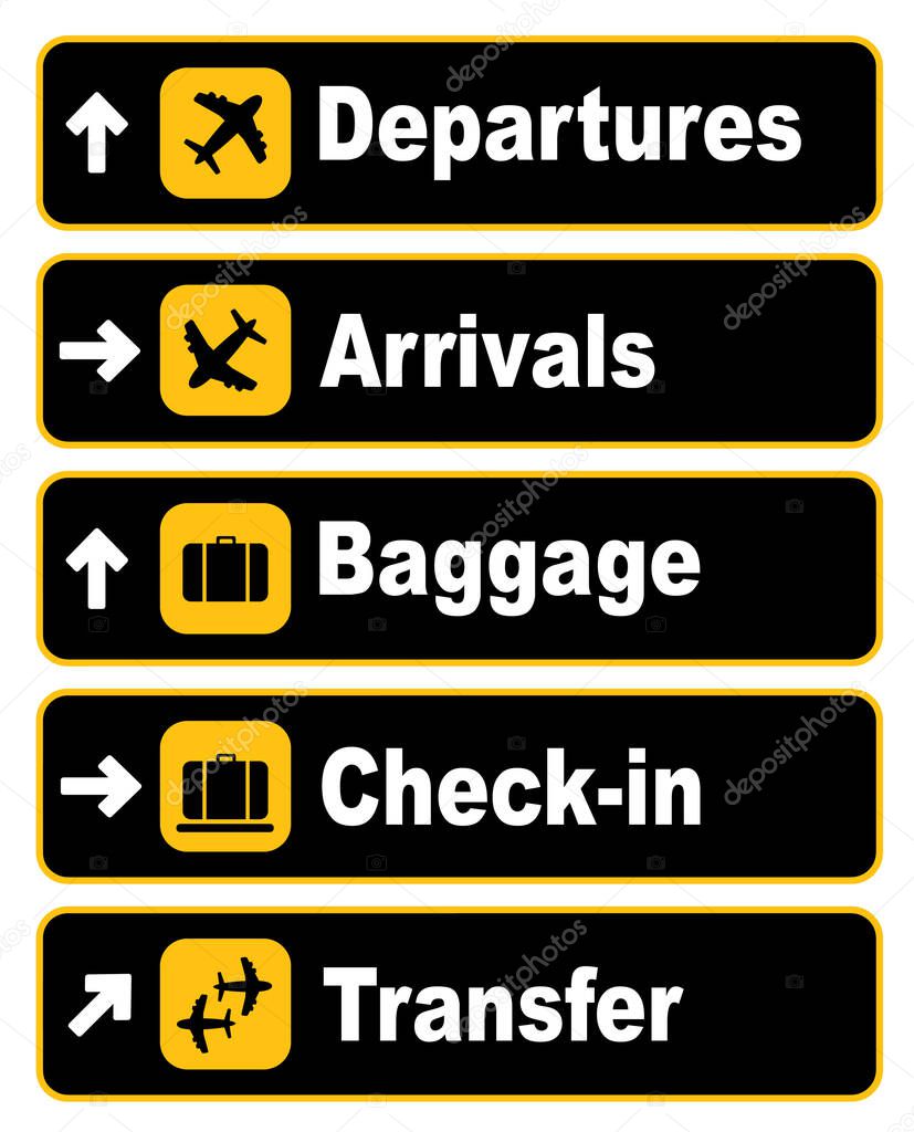 black departures and arrivals sign