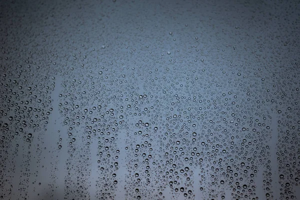 Photo Rain Drops Window Glass Cloudy Sky Background — Stock Photo, Image