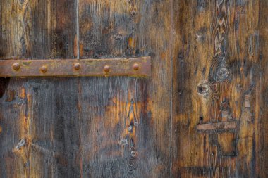 Eski rustik ahşap dokulu ve metal parçalar, bir arka plan için mükemmel fotoğrafı