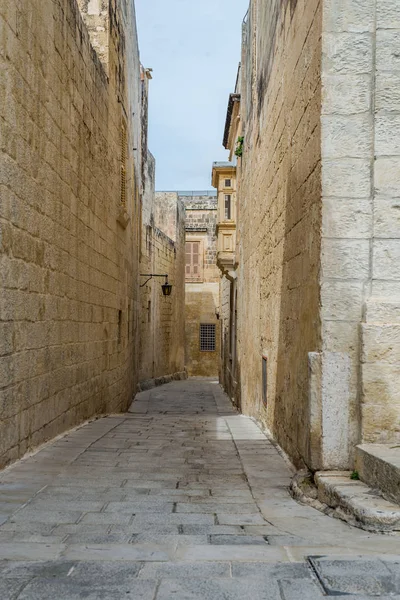 Photo Typical Street Malta Ancient Buildings Architecture — Stock Photo, Image