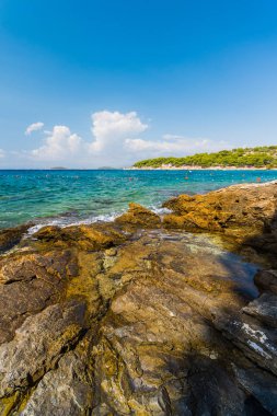 Murter turkuaz lagün plaj, Dalmaçya, Hırvatistan Island