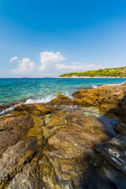 Murter turkuaz lagün plaj, Dalmaçya, Hırvatistan Island