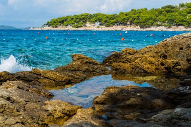 Murter turkuaz lagün plaj, Dalmaçya, Hırvatistan Island