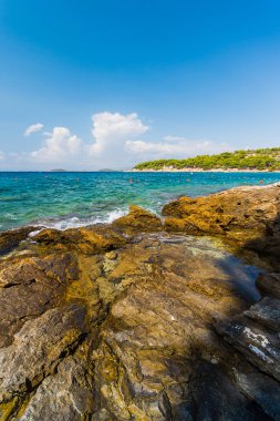 Murter turkuaz lagün plaj, Dalmaçya, Hırvatistan Island