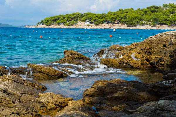 Island Murter turquoise lagoon beach, Dalmatia, Croatia — Stock Photo, Image