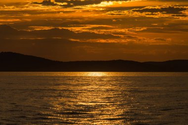 Zadar'da dramatik gün batımı, Dalmaçya, Hırvatistan