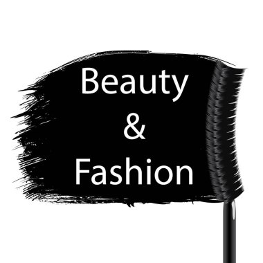 Maskara ile arka plan. Bilgi eklemek için şablon. Bir fırça maskara grunge tarzı siyah bir çizgi smear. Vektör çizim.