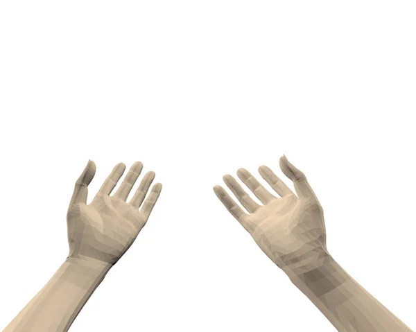 남자의 손입니다 첫번째 사람에서 손입니다 인터페이스 인간의 얼굴입니다 일러스트 — 스톡 벡터