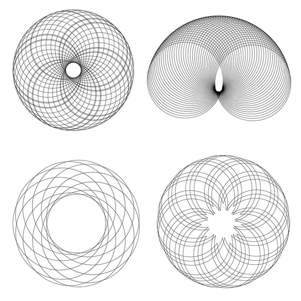 装飾的なパターンを設定します 線からの つの装飾的なパターンで設定します 黒と白のベクトル図 — ストックベクタ