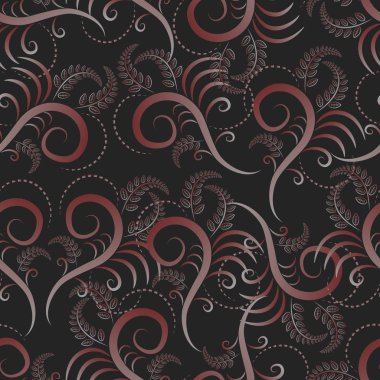 Yeşillik ile sorunsuz doku. Dekoratif doku yaprakları ile. Vektör çizim.