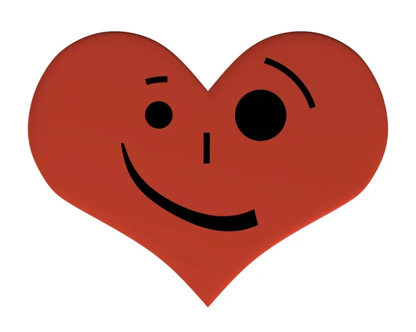 Hart Met Een Expressie Hart Met Een Tevreden Glimlach Vector — Stockvector