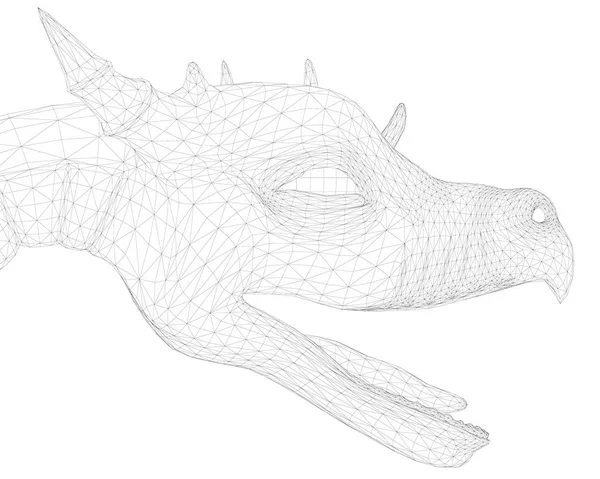 龙的多边形头 龙的头部特写 龙头用网状涂层 矢量插图 — 图库矢量图片