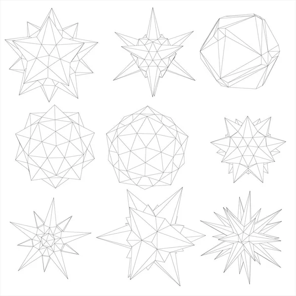 Bir Geometrik Şekillerle Ayarla Karmaşık Geometrik Şekiller Vektör Çizim Geometrik — Stok Vektör