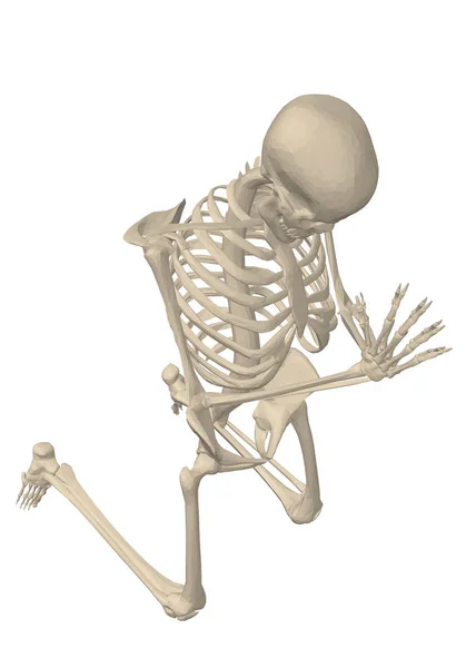 Squelette Agenouille Prie Homme Religieux Illustration Vectorielle — Image vectorielle