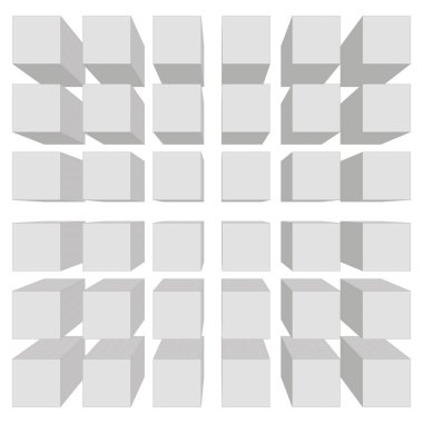 Bir sürü ev formu bir kare. Perspektif görüntüleyin. 3D. vektör çizim.