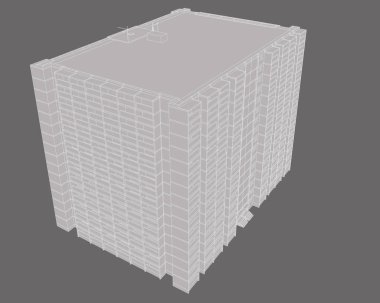 Bir çok katlı bina modeli. İzometrik yapıdır. Vektör çizim.