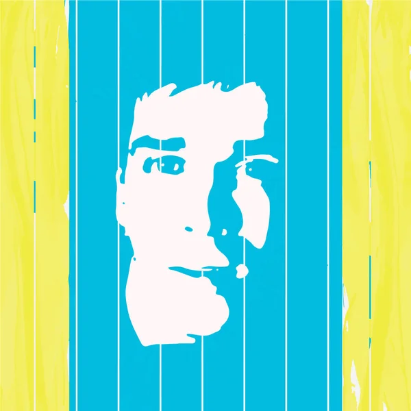 Silhouette Des Gesichts Einer Person Auf Blauem Und Gelbem Hintergrund — Stockvektor