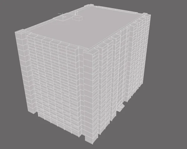 Model Van Een Gebouw Met Meerdere Verdiepingen Het Gebouw Isometrische — Stockvector