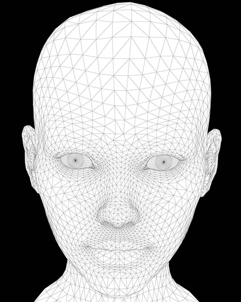 폴리곤걸 머리는 배경에 소녀의 얼굴에 씌웠습니다 일러스트 — 스톡 벡터