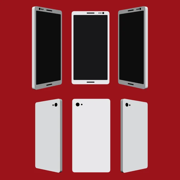 Réglé Avec Des Téléphones Blancs Dans Différentes Positions Illustration Vectorielle — Image vectorielle