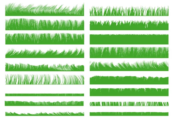 Набор Реалистичными Контурами Травы Векторная Иллюстрация — стоковый вектор