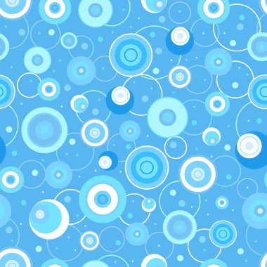 Mavi tonlarda daireleri olan kusursuz bir doku. Vektör illüstrasyonu.