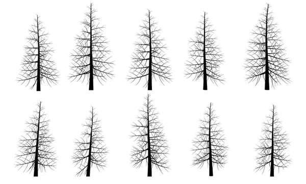 Set Med Silhuetter Träd Vektorillustration — Stock vektor