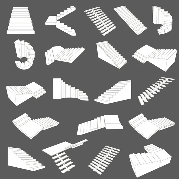 Set Con Diferentes Tipos Escaleras Ilustración Vectorial — Archivo Imágenes Vectoriales