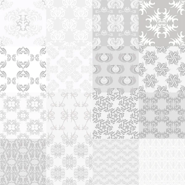 Set Seamless Textures Decorative Ornaments Textures Gray Tones Vector Illustration — Stock Vector