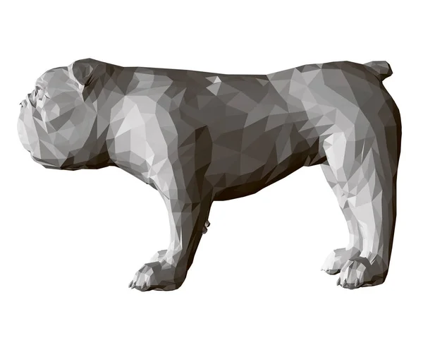 多边形斗牛犬3D 侧视图 矢量说明 — 图库矢量图片