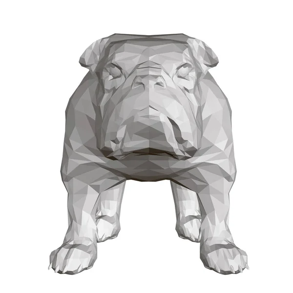 多边形斗牛犬3D 前面的景色矢量说明 — 图库矢量图片