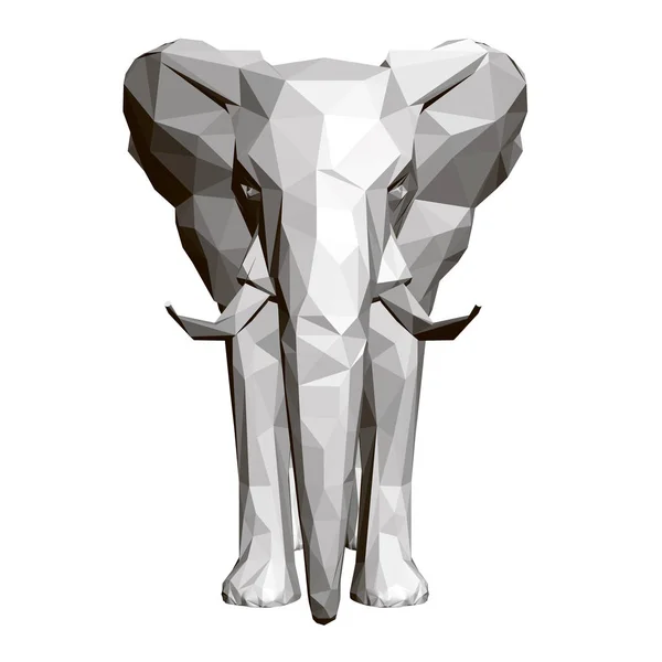 Polygonal Elefant Framifrån Vektor Illustration — Stock vektor