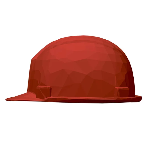 Roter Schutzhelm Polygonaler Bauhelm Seitenansicht Vektorillustration — Stockvektor