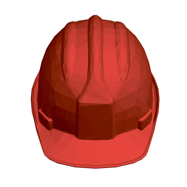 Red Protective Helmet Polygonal Construction Helmet View Vector Illustration — Stock Vector