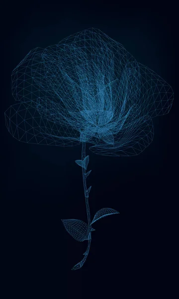 Alambrado Rose Marco Alambre Poligonal Levantó Sobre Fondo Azul Oscuro — Archivo Imágenes Vectoriales