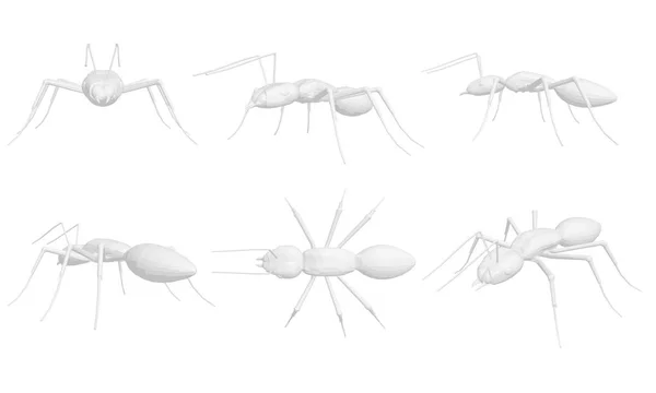 Karıncalar Ile Ayarlayın Içinde Çeşitli Durum Poligonal Karıncalar Sometry Vektör — Stok Vektör