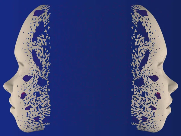 Фон Полигональными Сломанными Лицами Вид Сбоку Люди Кучей Фрагментов Векторная — стоковый вектор