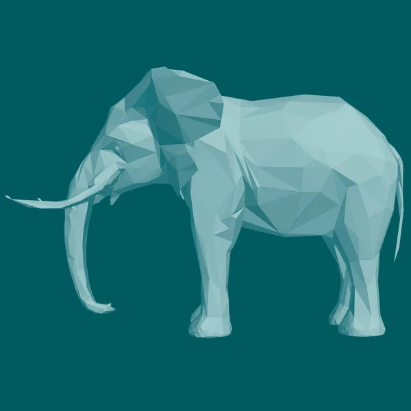 Låg Poly Elefant Sidovy Vektorillustration — Stock vektor