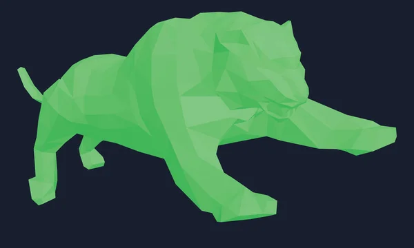 Tigre Verde Polígono Bajo Salto Ilustración Vectorial — Vector de stock