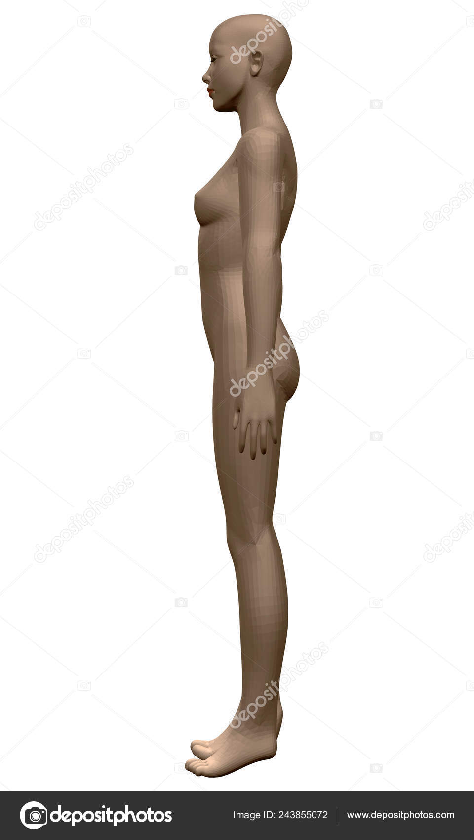 Modelo Vectorial Una Chica Realista Chica Poligonal Pie Desnuda