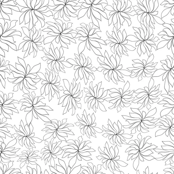 Безшовна Текстура Каркасними Квітами Чорно Біла Текстура Векторні Ілюстрації — стоковий вектор