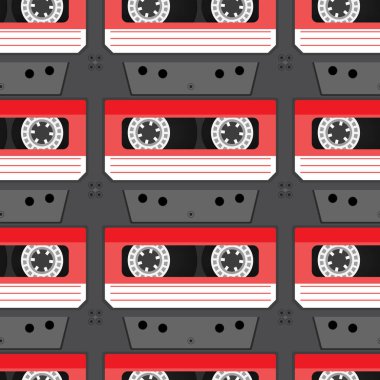 Kaset ile sorunsuz doku. Retro kaset kaset kaydedici. Vektör çizim.